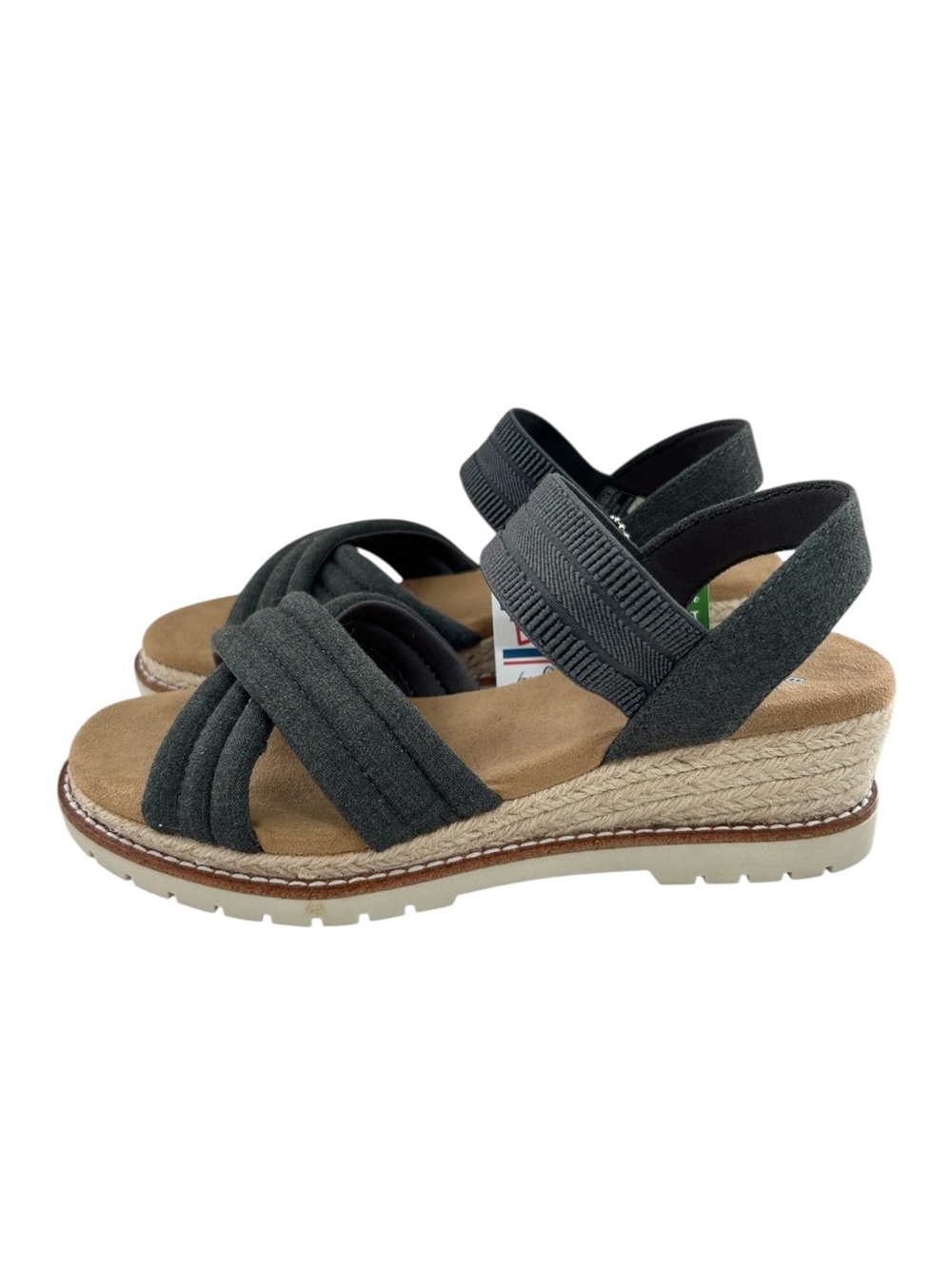 BOBS Skechers Desert Chill Sweet Cross Strap Grey Vegan Suede Sandals NEW 6.5